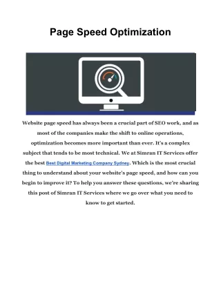 page speed optimization