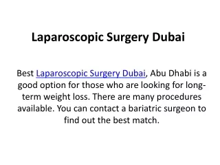 laparoscopic surgery dubai