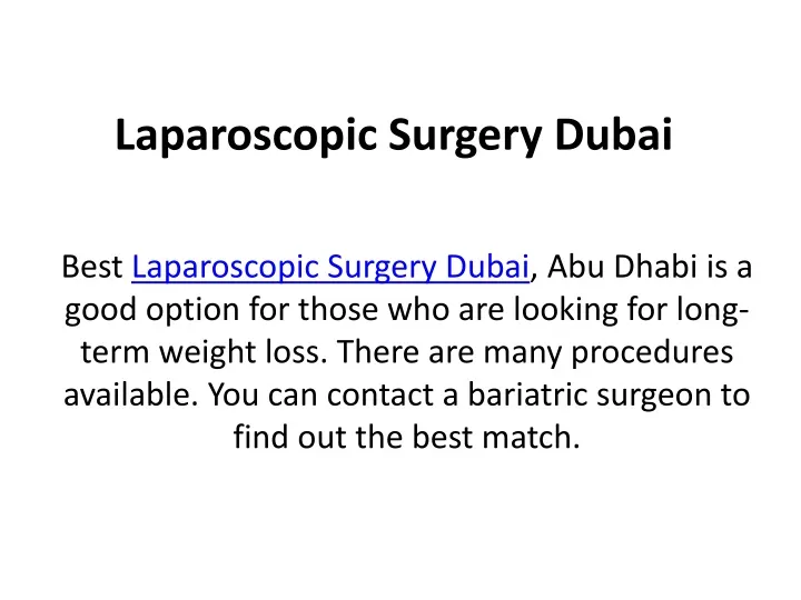 laparoscopic surgery dubai