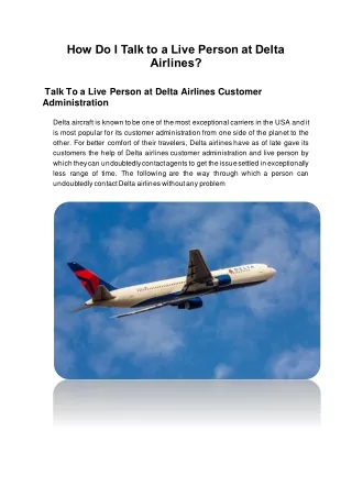 how do i talk to a live person at delta airlines