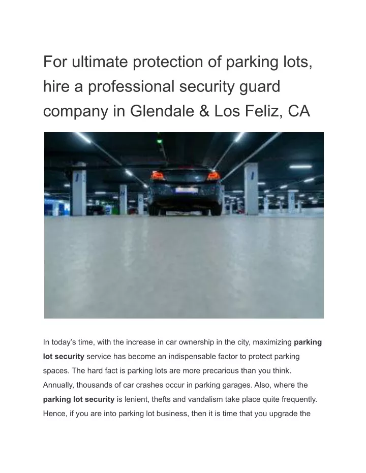 for ultimate protection of parking lots hire