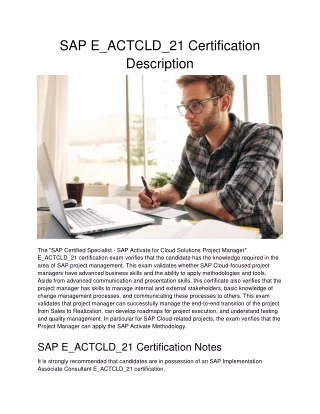 sap e actcld 21 certification description
