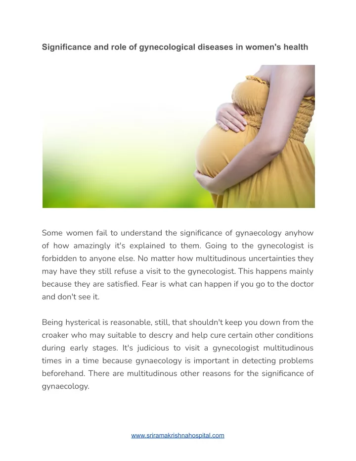 significance and role of gynecological diseases