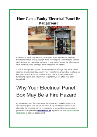 How Can a Faulty Electrical Panel Be Dangerous
