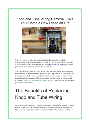 Knob and Tube Wiring Removal  Give Your Home a New Lease on Life