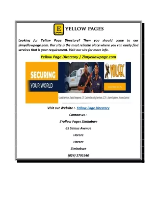 Yellow Page Directory  Zimyellowpage.com