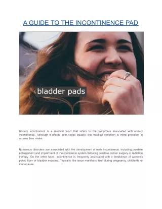 a guide to the incontinence pad