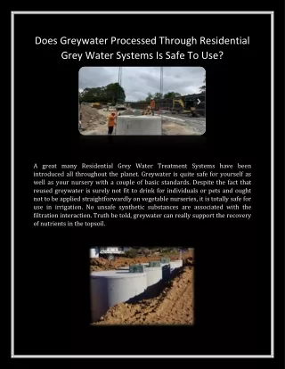 Does Greywater Processed Through Residential Grey Water Systems Is Safe To Use