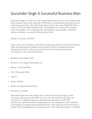 gurvinder singh a successful business man