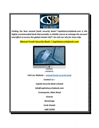 Mutual Funds Security Bank  Capitalsecuritybank.com