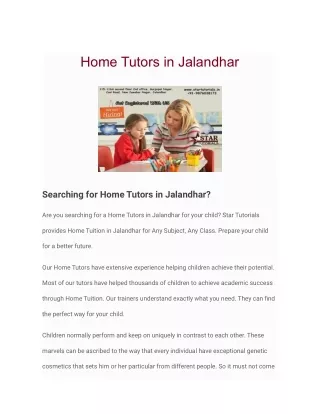 Home Tutors in Jalandhar