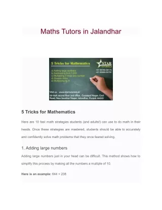 Maths Tutors in Jalandhar