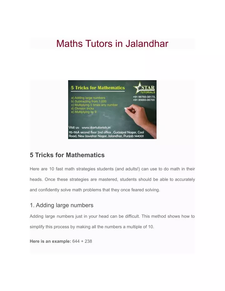 maths tutors in jalandhar
