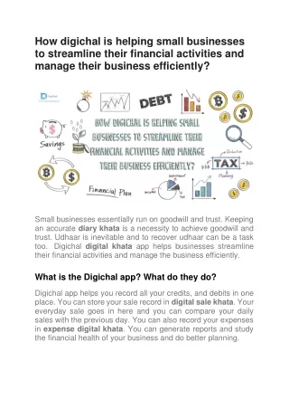 How digichal is helping small businesses to streamline their financial activities and manage their business efficiently