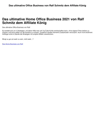 Das ultimative Home Office Business 2021 von Ralf Schmitz