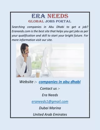 Companies in Abu Dhabi | Eraneeds.com/ae