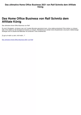 Das ultimative Home Office Business von Ralf