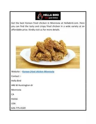 Korean Fried Chicken Monrovia  Hellabird.com