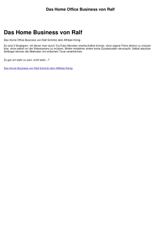 Das ultimative Home Office Business 2021 von Ralf Schmitz