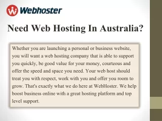 Web Hosting In Australia