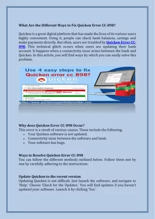 what are the different ways to fix quicken error