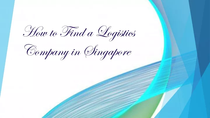 how to find a logistics company in singapore