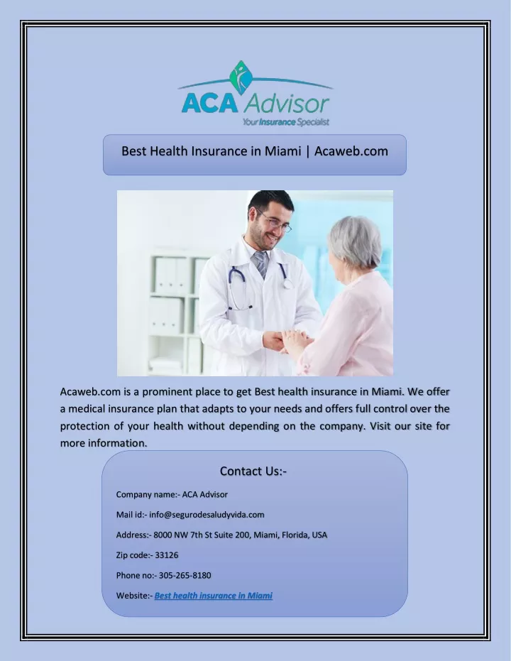 PPT - Best Health Insurance in Miami | Acaweb.com PowerPoint ...