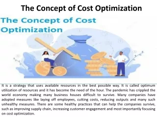 the concept of cost o ptimization