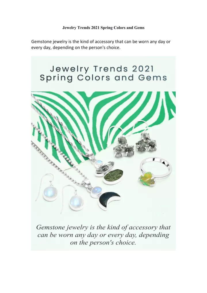 jewelry trends 2021 spring colors and gems