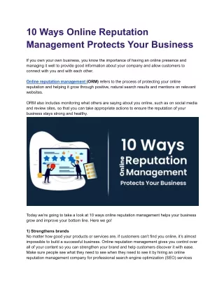 10 Ways Online Reputation Management Protects Your Business