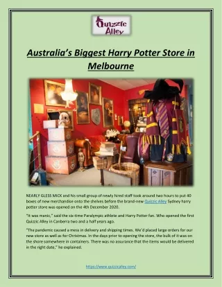 Australia’s Biggest Harry Potter Store in Melbourne