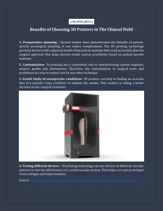 Benefits of Choosing 3D Printers in The Clinical Field
