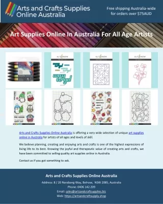 Art Supplies Online In Australia For All Age Artists
