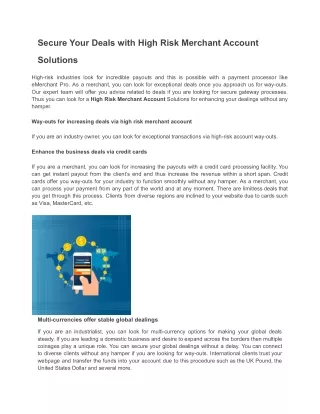 secure your deals with high risk merchant account