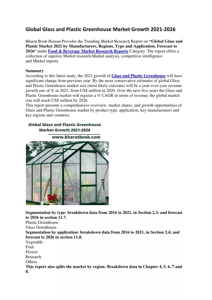 global glass and plastic greenhouse market growth