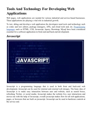 tools and technology for developing