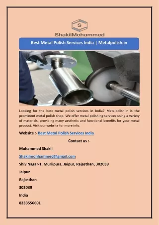 Best Metal Polish Services India | Metalpolish.in
