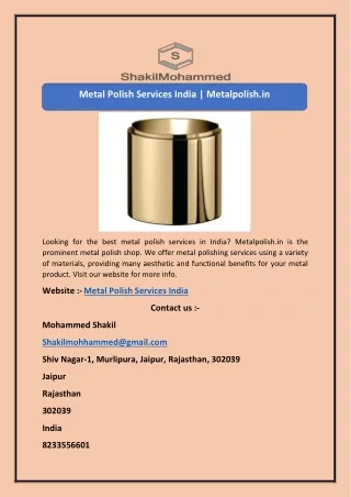 Metal Polish Services India | Metalpolish.in