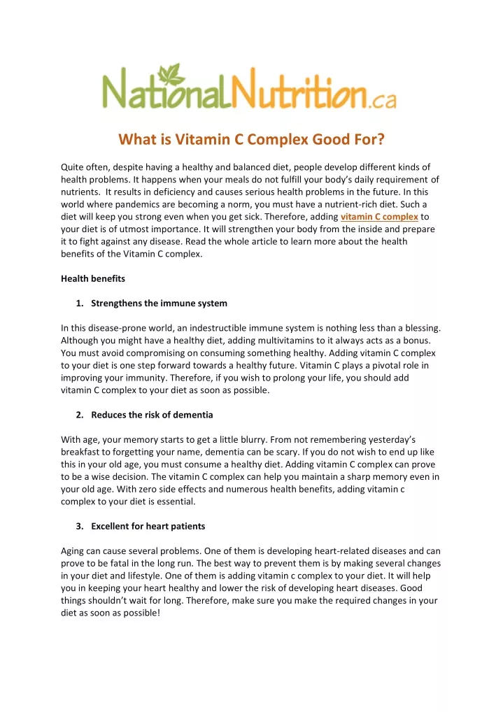 what is vitamin c complex good for