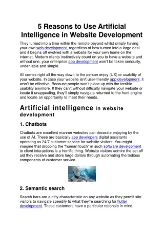 5 reasons to use artificial intelligence