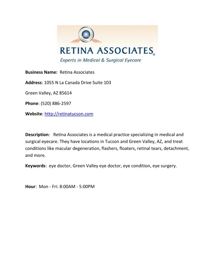 business name retina associates
