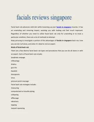 facials reviews singapore