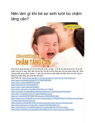 Nên làm gì khi bé sơ sinh lười bú chậm tăng cân?