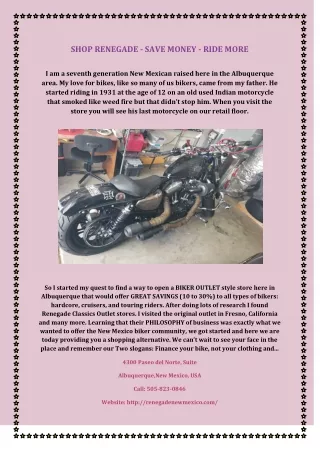 shop renegade save money ride more