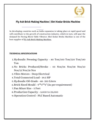 fly ash brick making machine shri kedar bricks