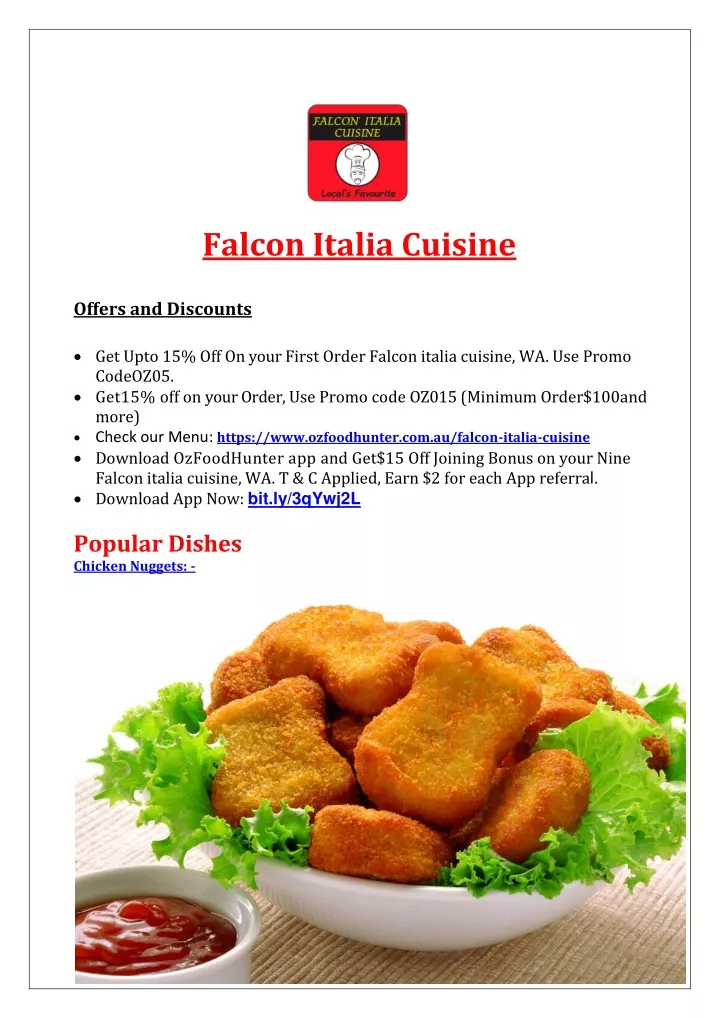falcon italia cuisine offers and discounts