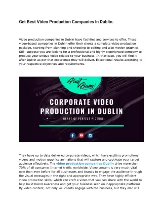 Get Best Video Production Companies In Dublin