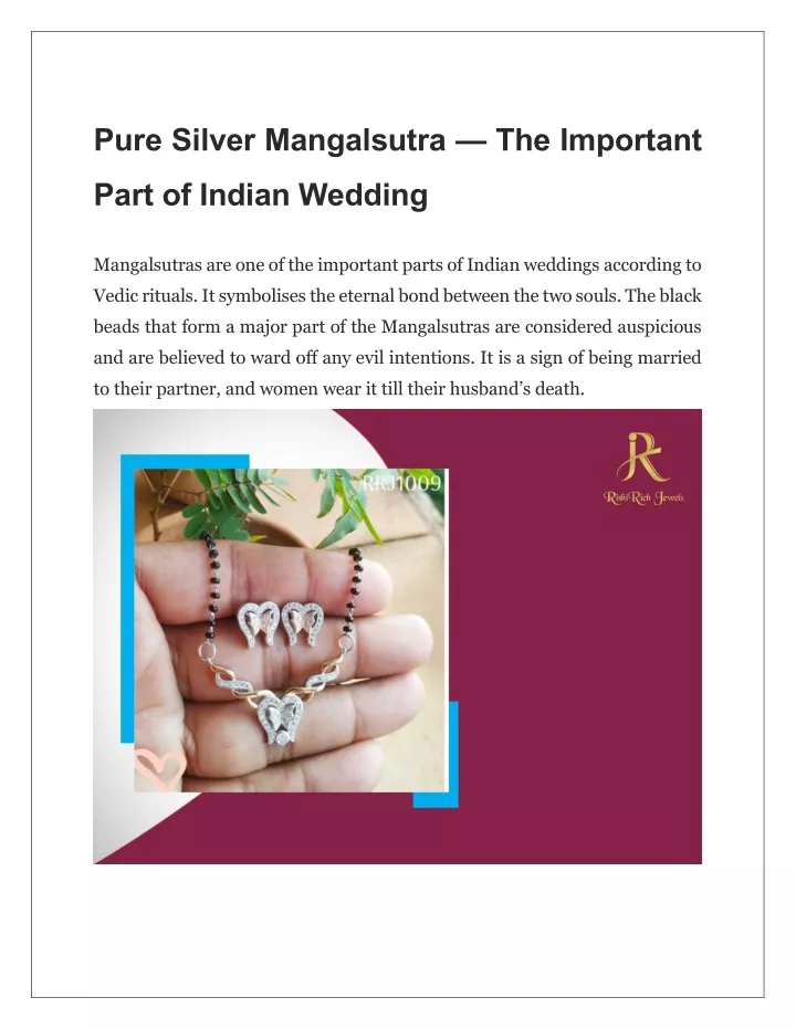 pure silver mangalsutra the important