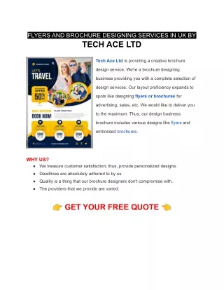 FLYERS AND BROCHURE DESIGNING SERVICES IN UK BY TECH ACE LTD