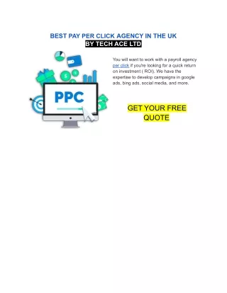 BEST PAY PER CLICK AGENCY IN THE UK
